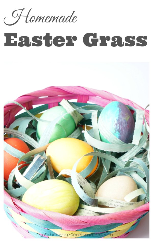 Easter basket grass newspaper