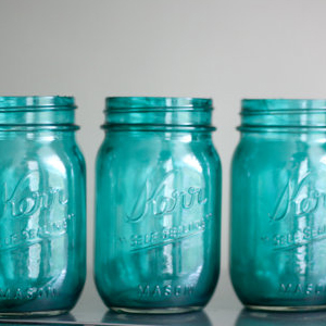 Teal blue mason jars