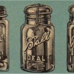 A vintage illustration of an early Ball Ideal mason jar
