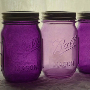 Purple-tinted Ball mason jars