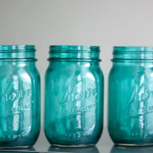 Teal blue Kerr mason jars
