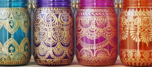 Moroccan printed mason jars