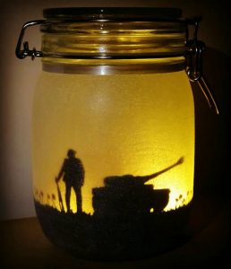 Memorial Day remembrance mason jar soldier and tank