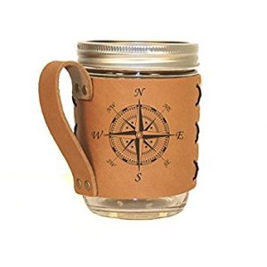 Compass leather drink holder