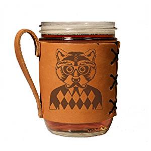 Hipster raccoon leather drink holder