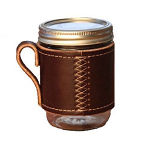 Stitched leather drink holder