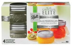 Ball 8 oz wide mouth Elite Collection brushed silver jars